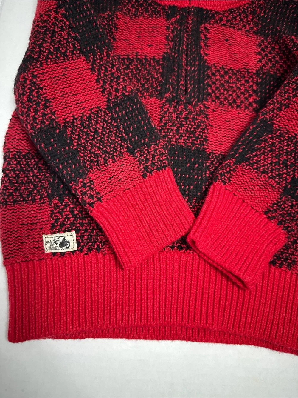 Ralph Lauren Pullover Sweater Baby 18 months Red Buffalo Plaid Wool Blend Xmas